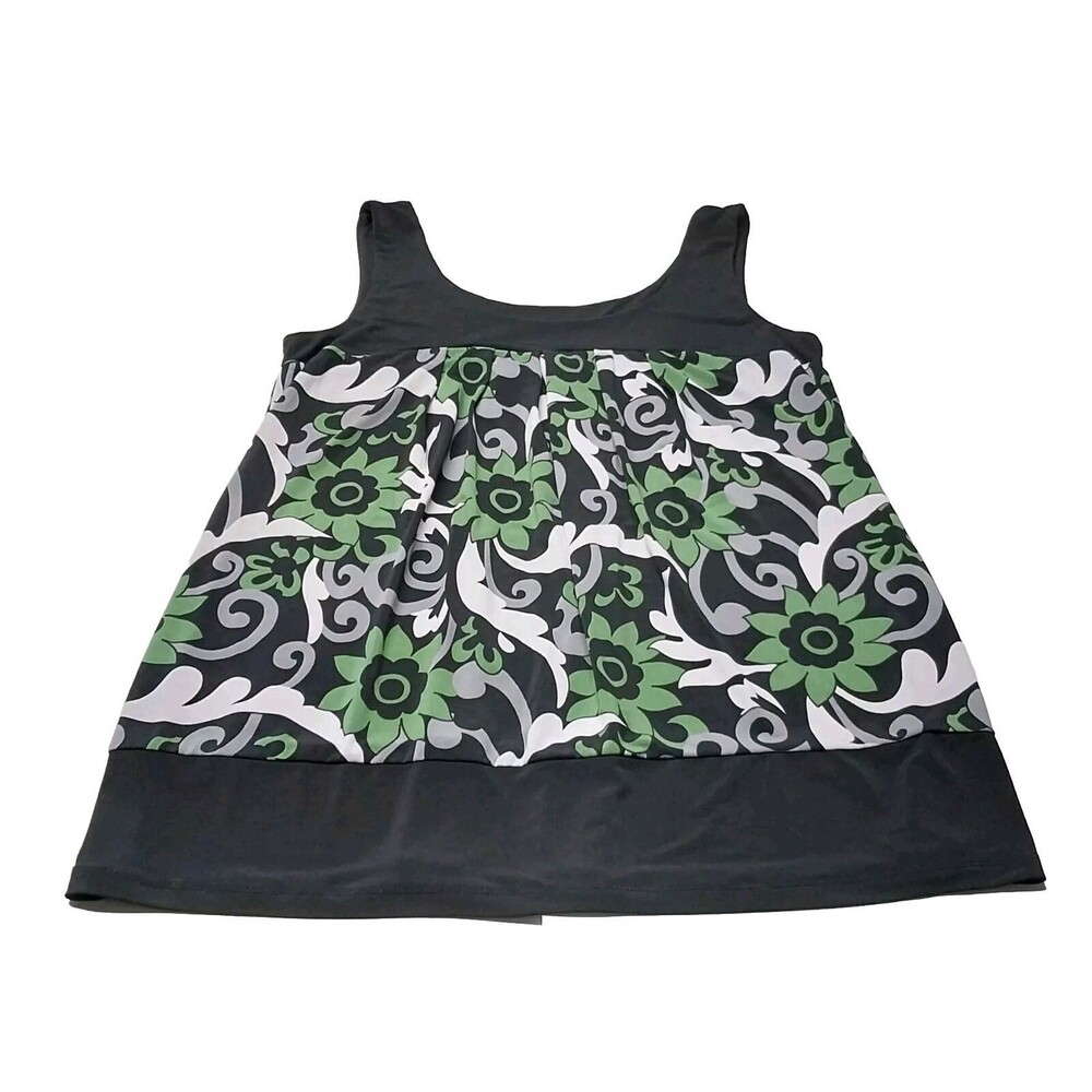 Cocoma Medium Floral Stretch Tank Top Loose Read Description Green Gray Black